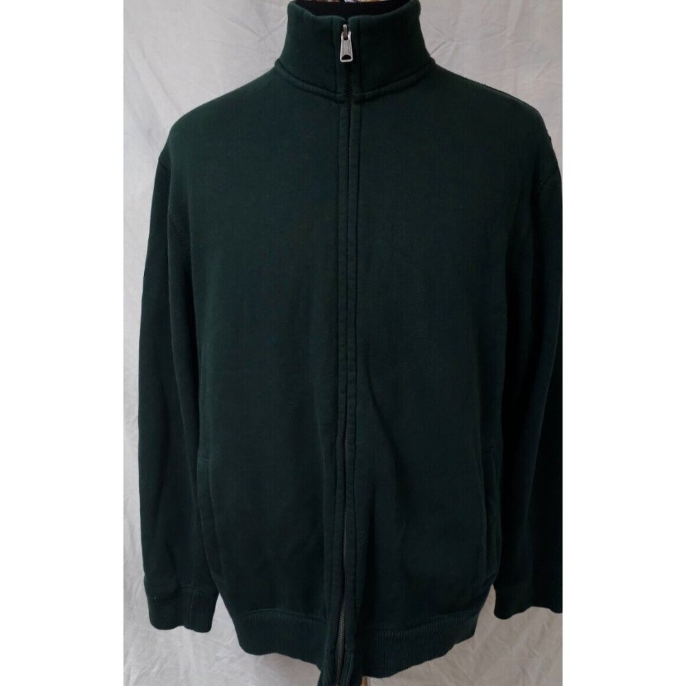 Old Navy Mens XL Green Fleece Zip Up Outdoor Casual Long Sleeve Pockets Jacket